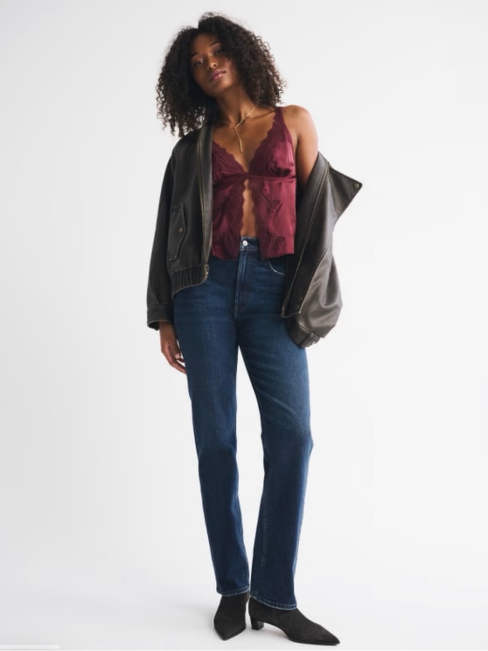 Never Worn Curve Love Ultra High Rise 90s Straight Jean 27R Dark Abercrombie